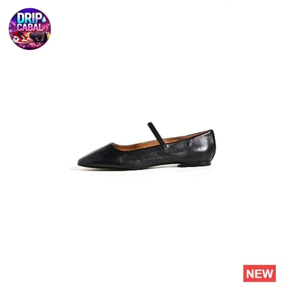 Leather Ballet Flats with Elastic Strap and Padded Footbed - Picture 6 of 6